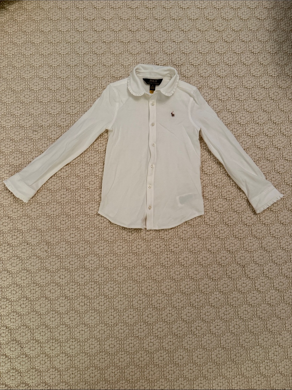 NBW Ralph Lauren Girls' White Long-Sleeve Polo Button-Down Shirt